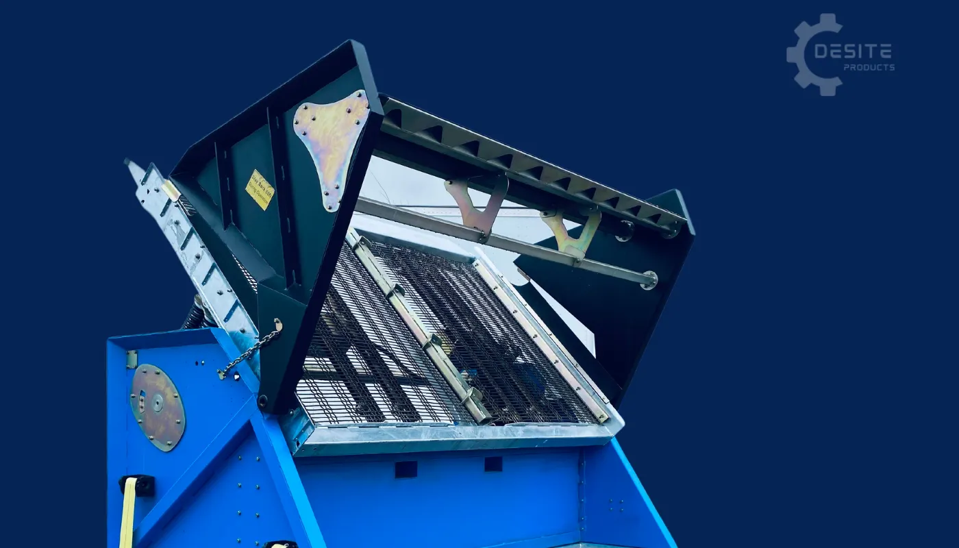 Feed deflector system side view